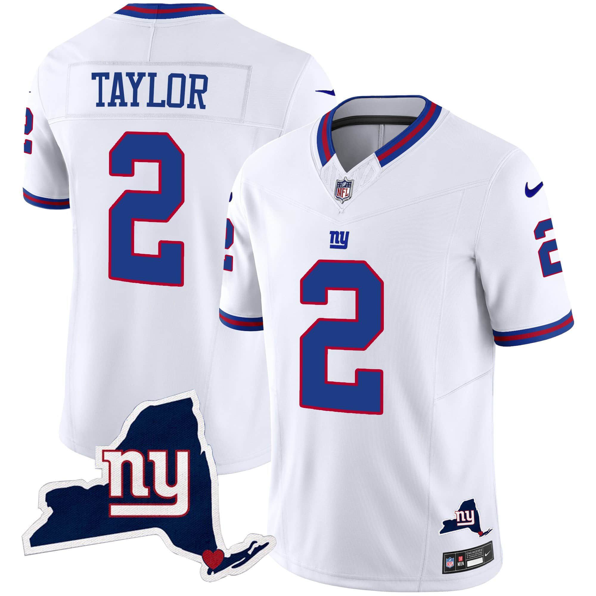 Men New York Giants #2 Taylor White 2024 Nike Map Patch Limited NFL Jersey